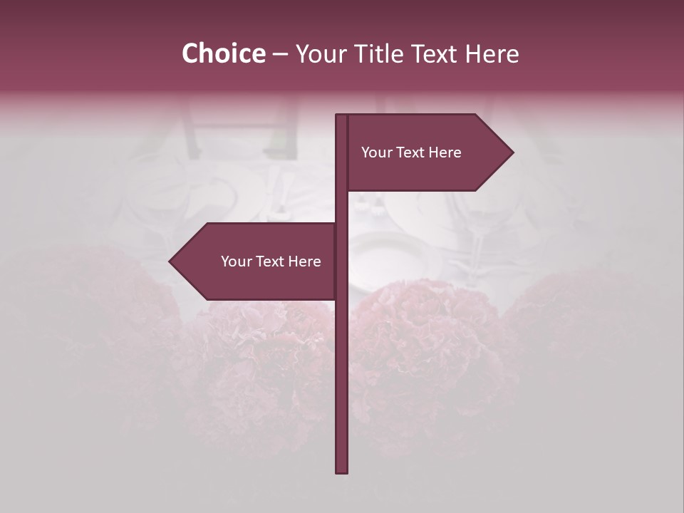 A Table Topped With Pink Flowers And Plates PowerPoint Template