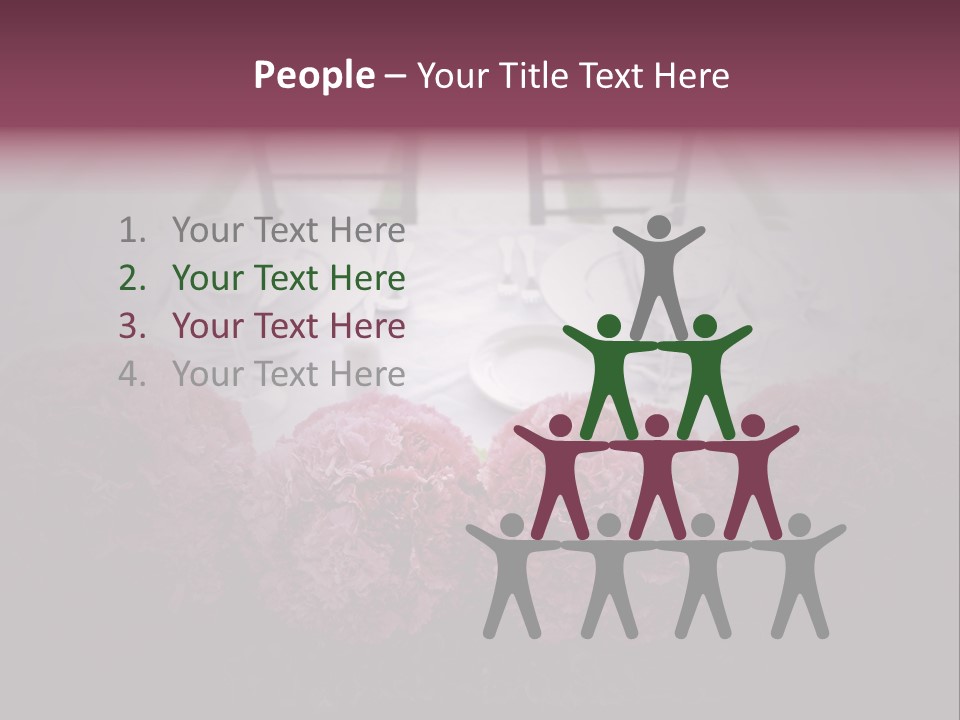 A Table Topped With Pink Flowers And Plates PowerPoint Template