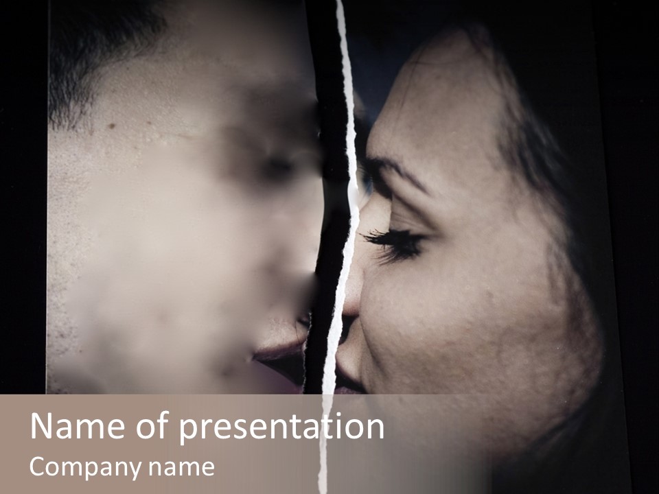 A Man And A Woman Face To Face With The Words Name Of Presentation Company Name PowerPoint Template