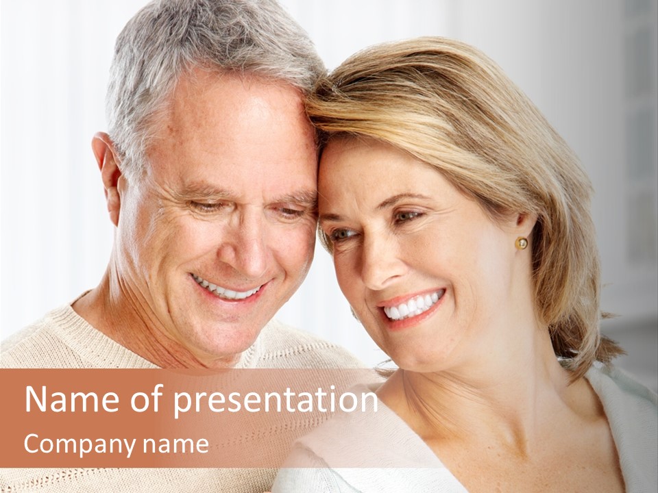 A Man And Woman Are Smiling For The Camera PowerPoint Template