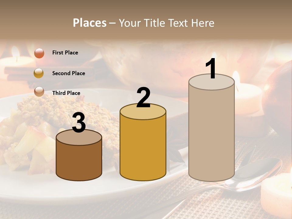 A White Plate Topped With Food Next To A Candle PowerPoint Template