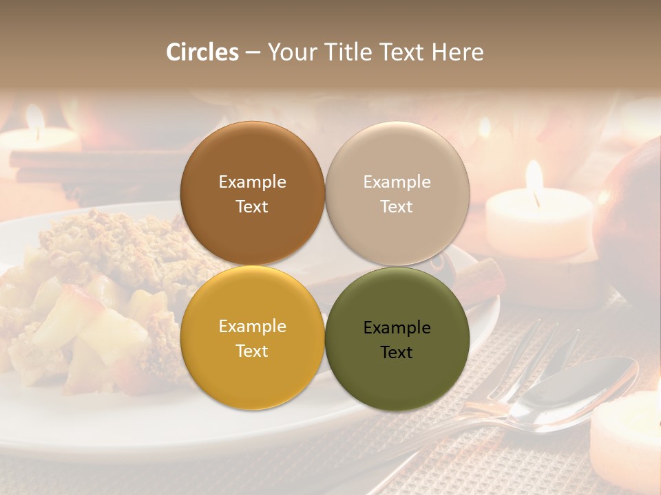 A White Plate Topped With Food Next To A Candle PowerPoint Template