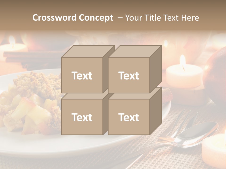 A White Plate Topped With Food Next To A Candle PowerPoint Template