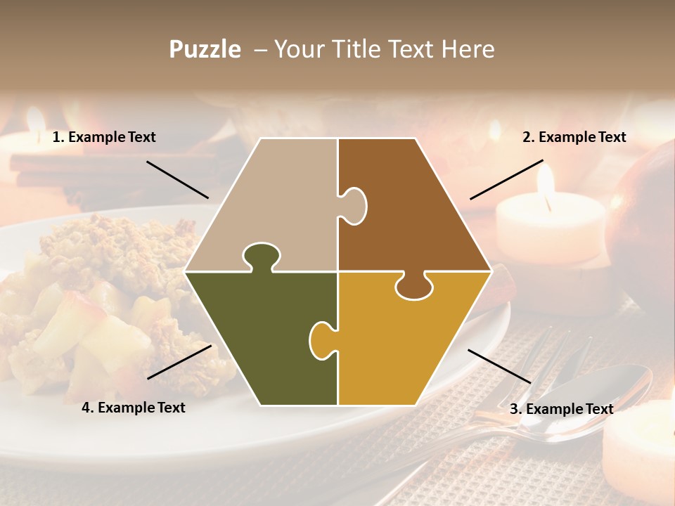 A White Plate Topped With Food Next To A Candle PowerPoint Template