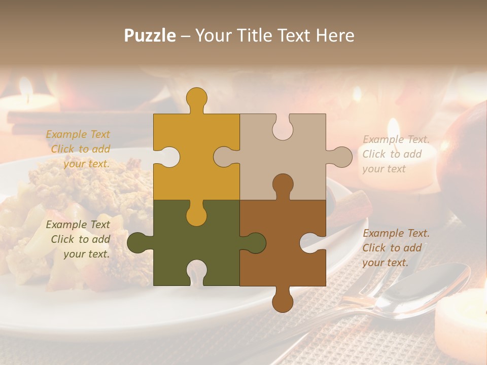 A White Plate Topped With Food Next To A Candle PowerPoint Template