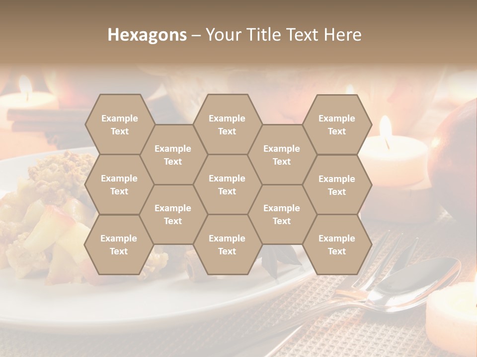 A White Plate Topped With Food Next To A Candle PowerPoint Template