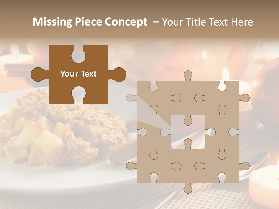 A White Plate Topped With Food Next To A Candle PowerPoint Template
