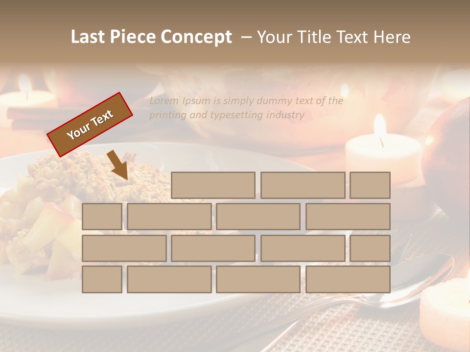 A White Plate Topped With Food Next To A Candle PowerPoint Template