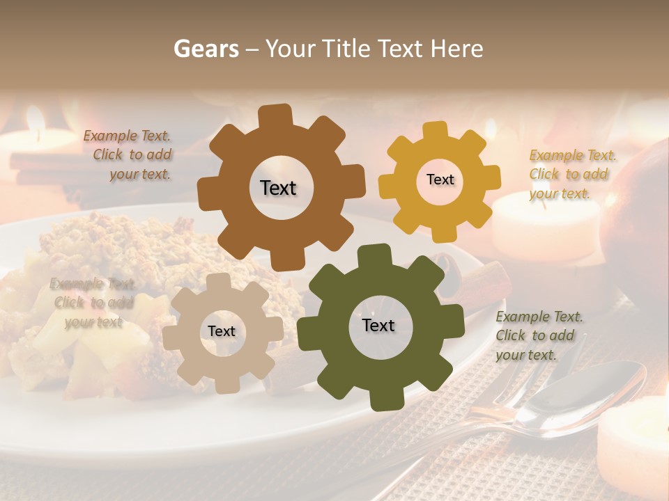 A White Plate Topped With Food Next To A Candle PowerPoint Template