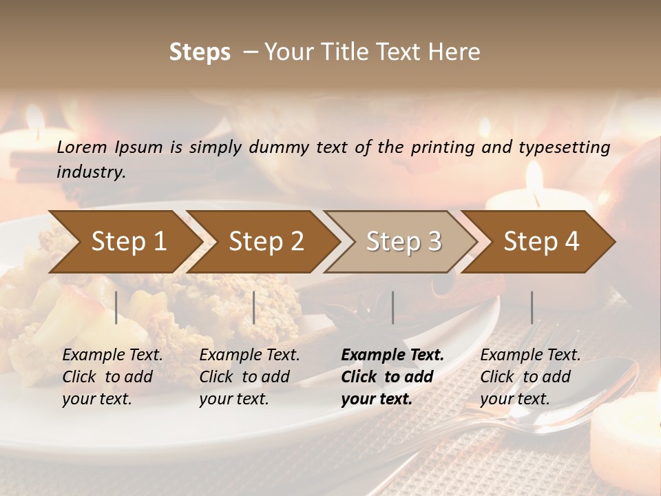 A White Plate Topped With Food Next To A Candle PowerPoint Template