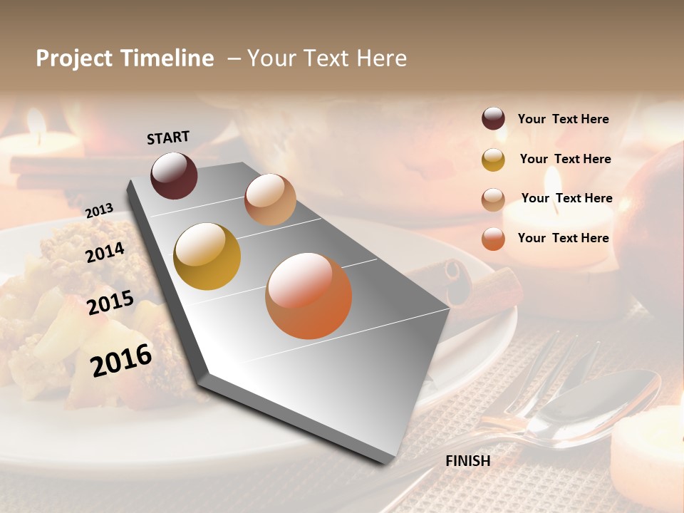 A White Plate Topped With Food Next To A Candle PowerPoint Template