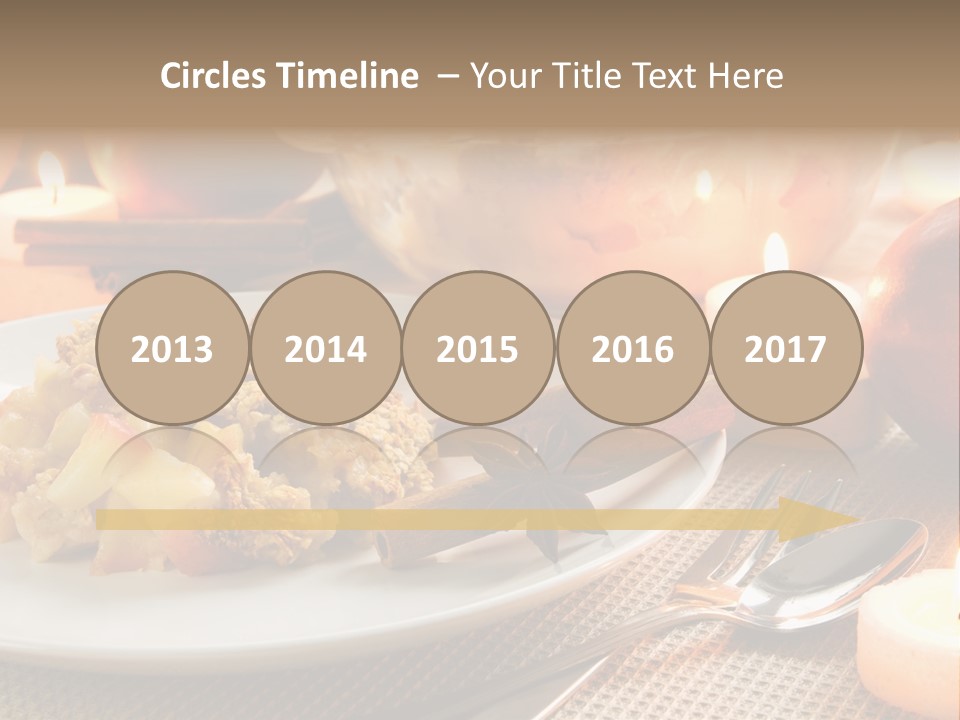 A White Plate Topped With Food Next To A Candle PowerPoint Template