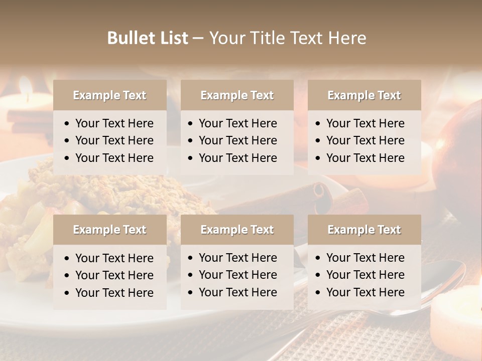 A White Plate Topped With Food Next To A Candle PowerPoint Template
