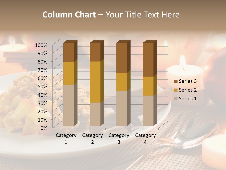 A White Plate Topped With Food Next To A Candle PowerPoint Template