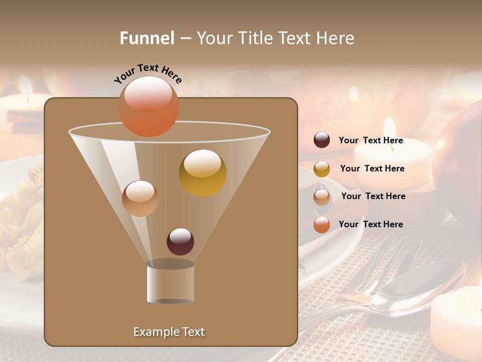 A White Plate Topped With Food Next To A Candle PowerPoint Template