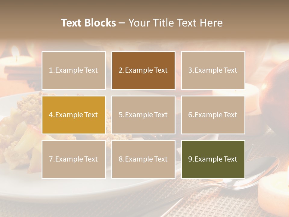 A White Plate Topped With Food Next To A Candle PowerPoint Template