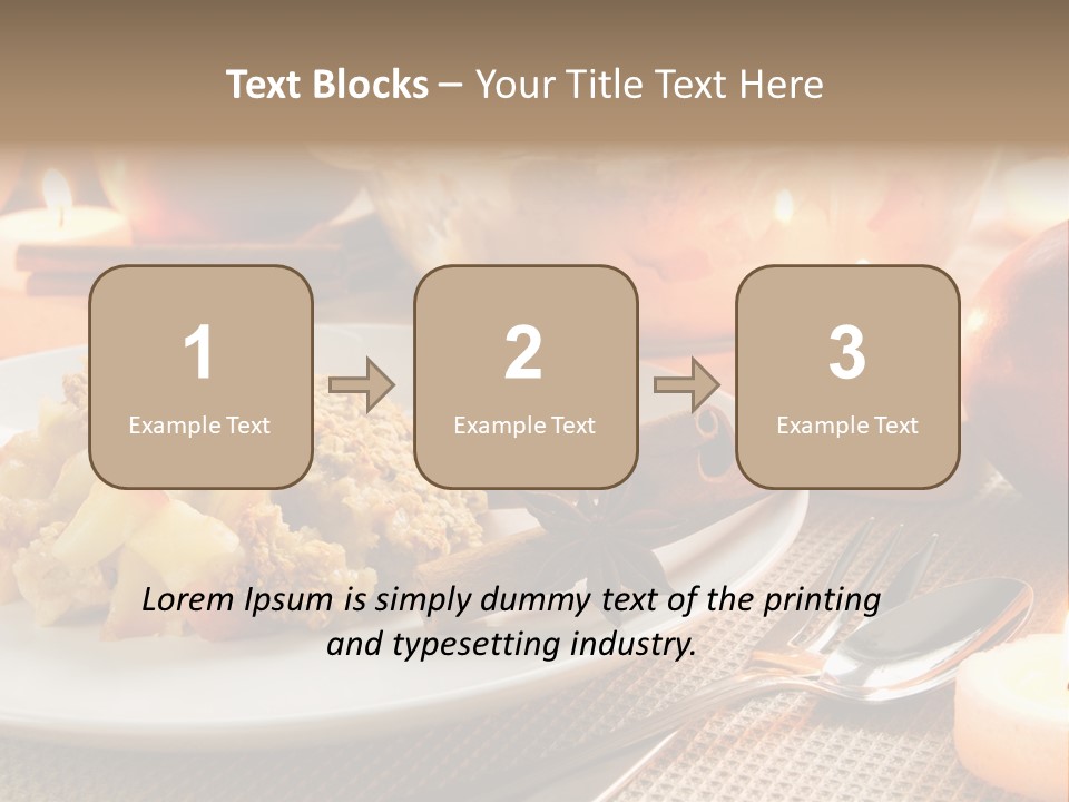 A White Plate Topped With Food Next To A Candle PowerPoint Template
