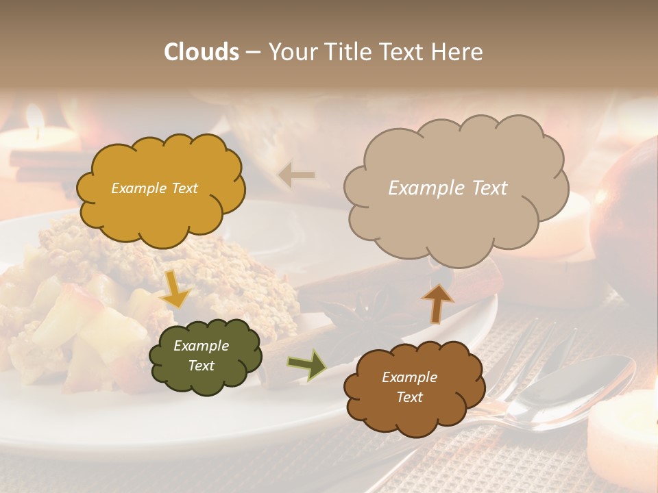 A White Plate Topped With Food Next To A Candle PowerPoint Template
