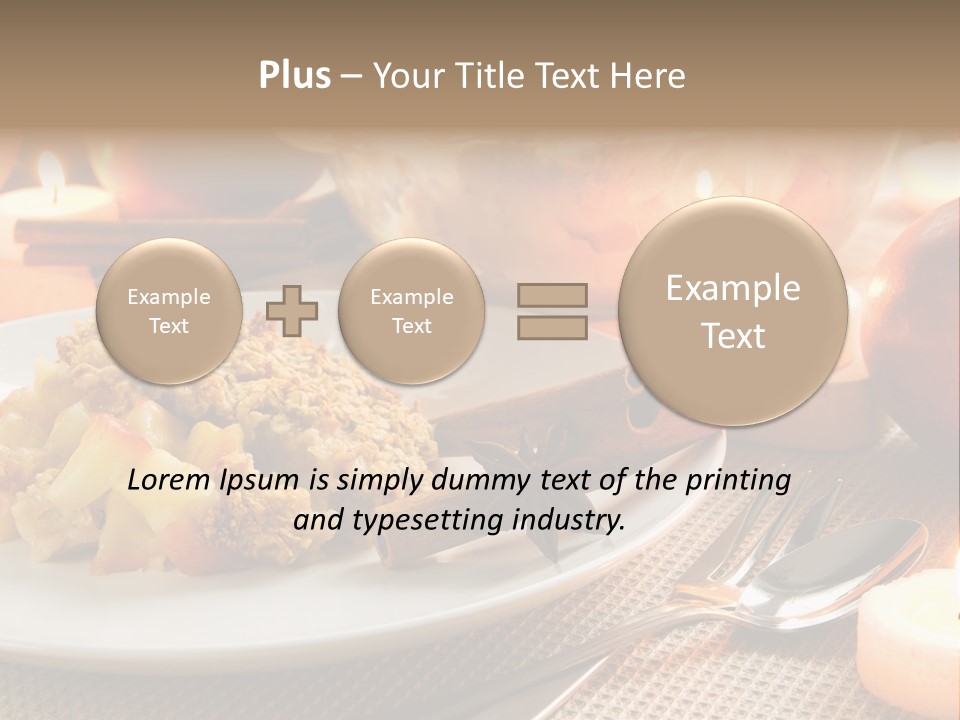 A White Plate Topped With Food Next To A Candle PowerPoint Template
