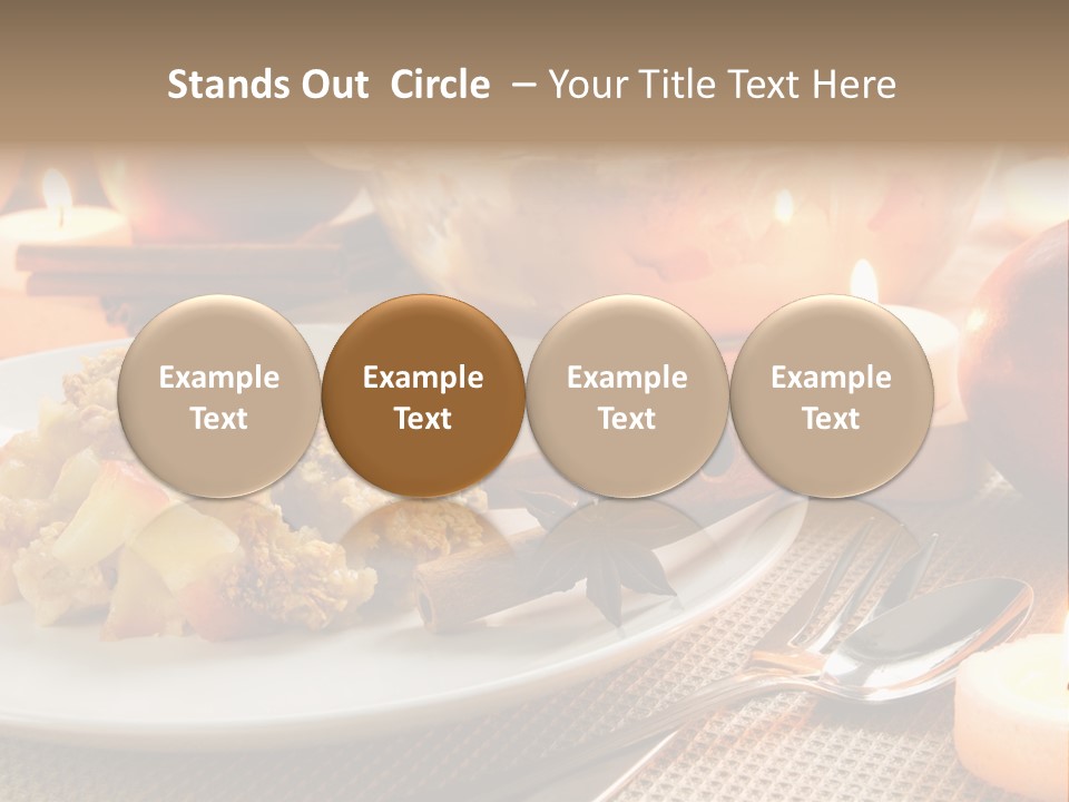 A White Plate Topped With Food Next To A Candle PowerPoint Template