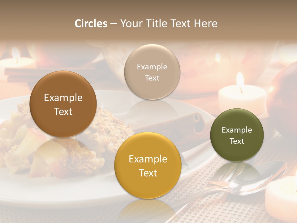 A White Plate Topped With Food Next To A Candle PowerPoint Template