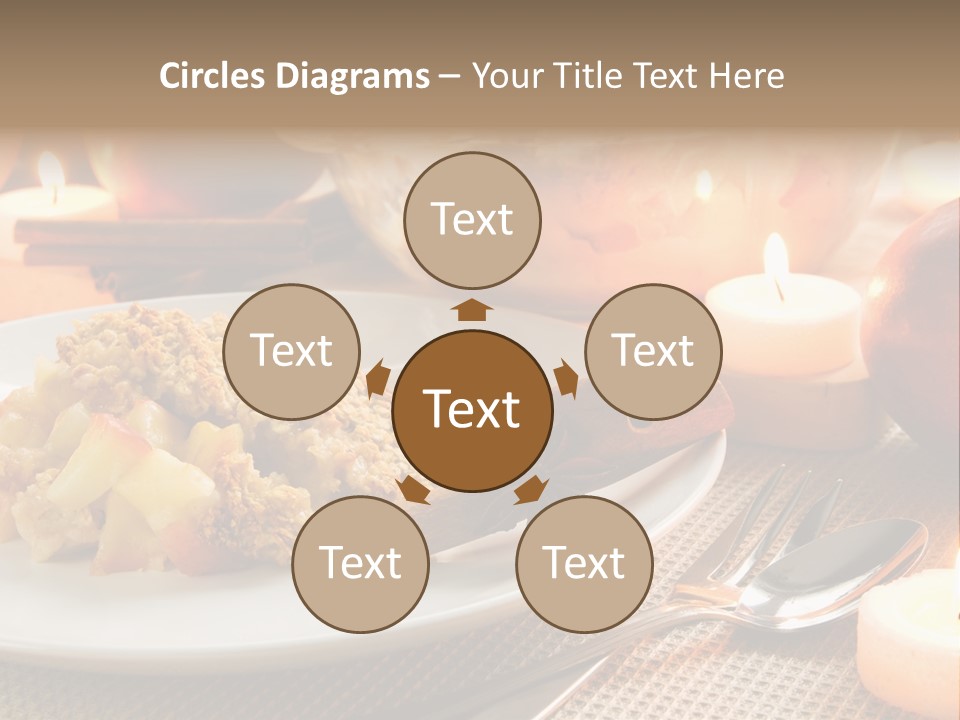 A White Plate Topped With Food Next To A Candle PowerPoint Template