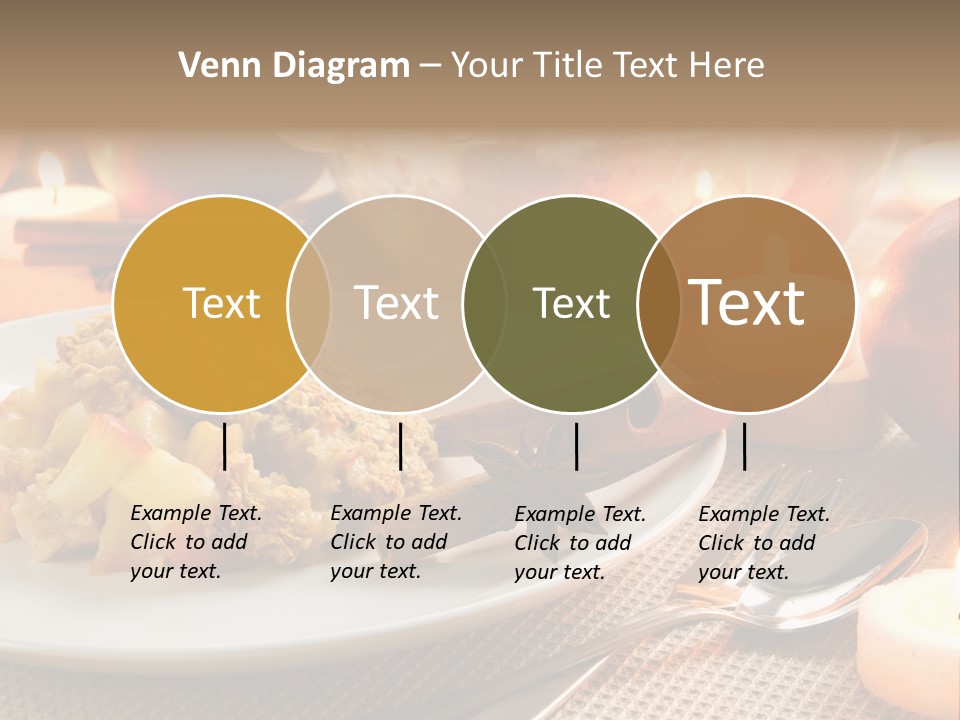 A White Plate Topped With Food Next To A Candle PowerPoint Template