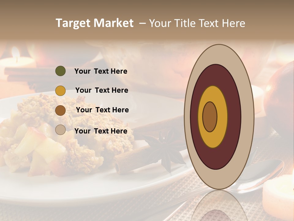 A White Plate Topped With Food Next To A Candle PowerPoint Template