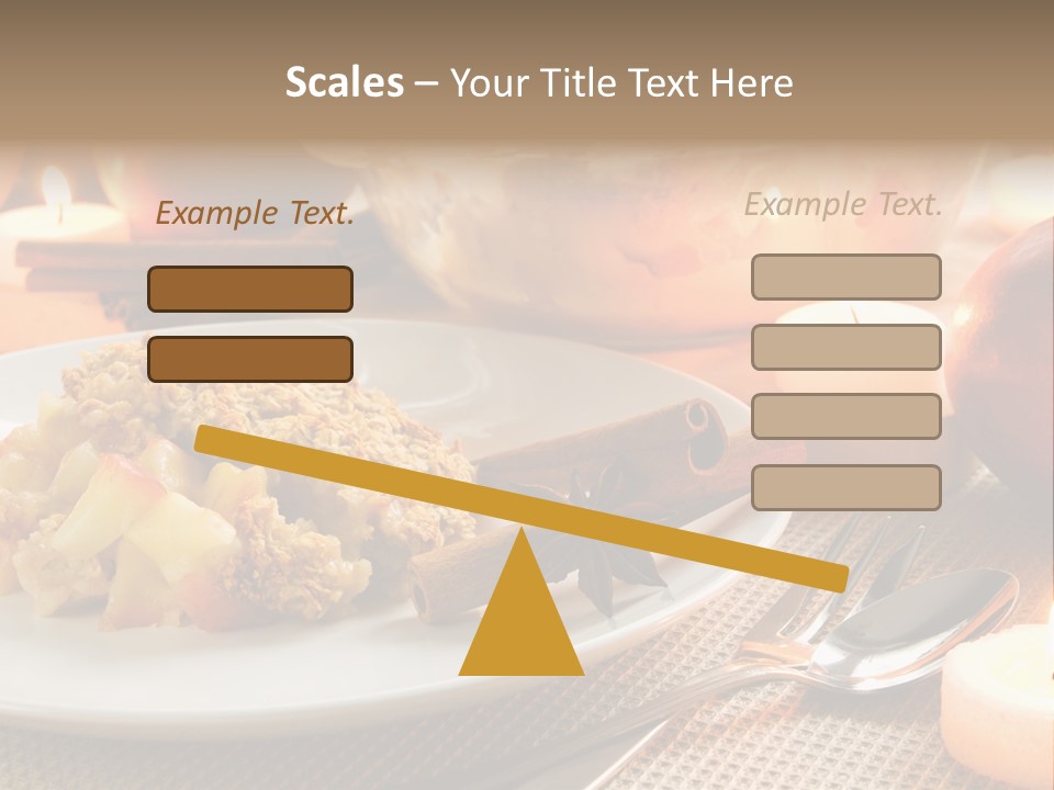 A White Plate Topped With Food Next To A Candle PowerPoint Template