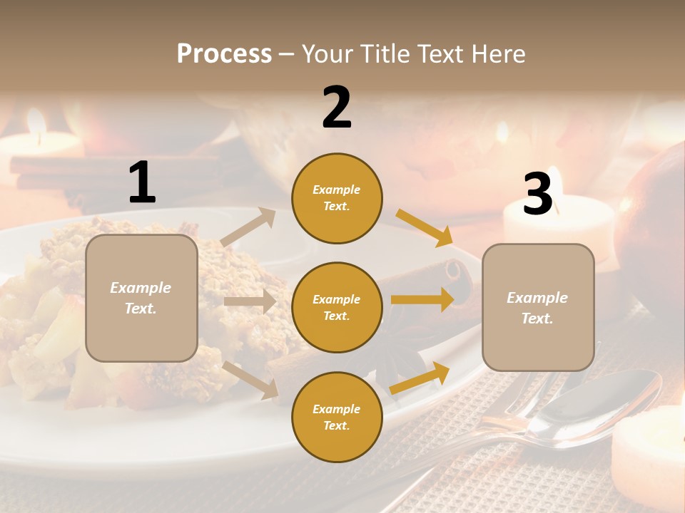 A White Plate Topped With Food Next To A Candle PowerPoint Template