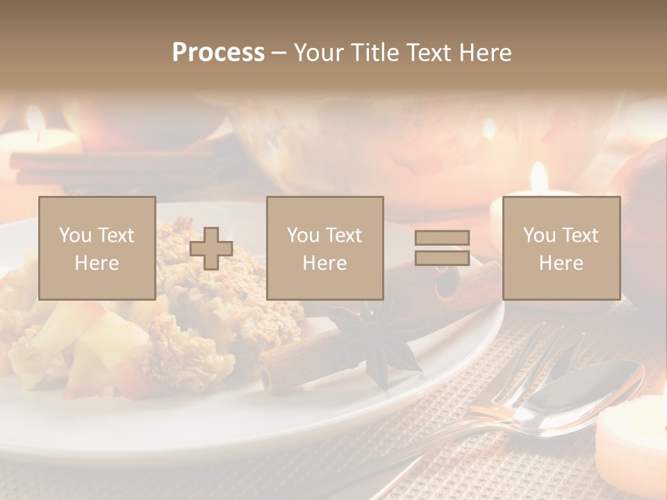 A White Plate Topped With Food Next To A Candle PowerPoint Template