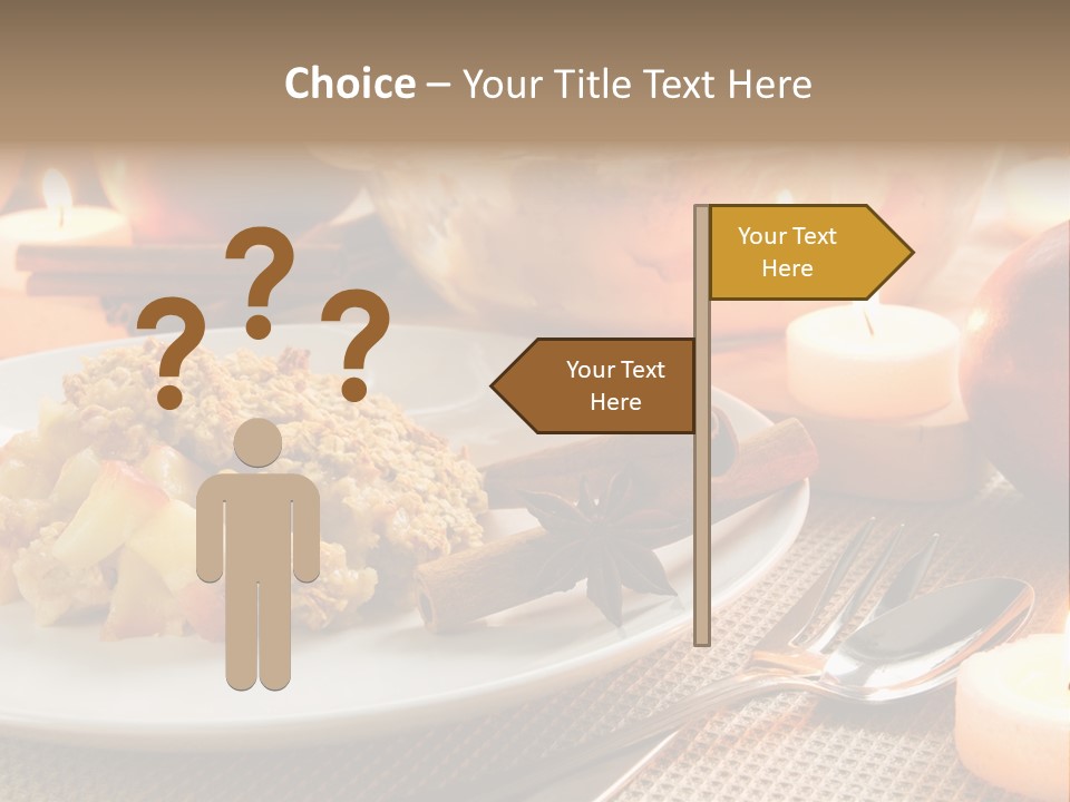A White Plate Topped With Food Next To A Candle PowerPoint Template