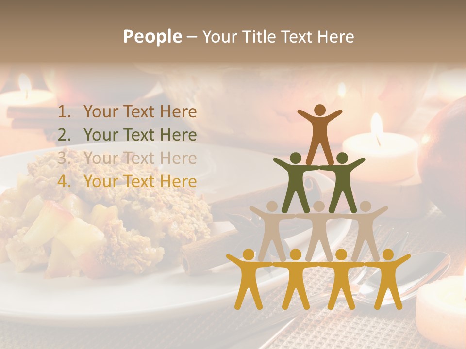 A White Plate Topped With Food Next To A Candle PowerPoint Template