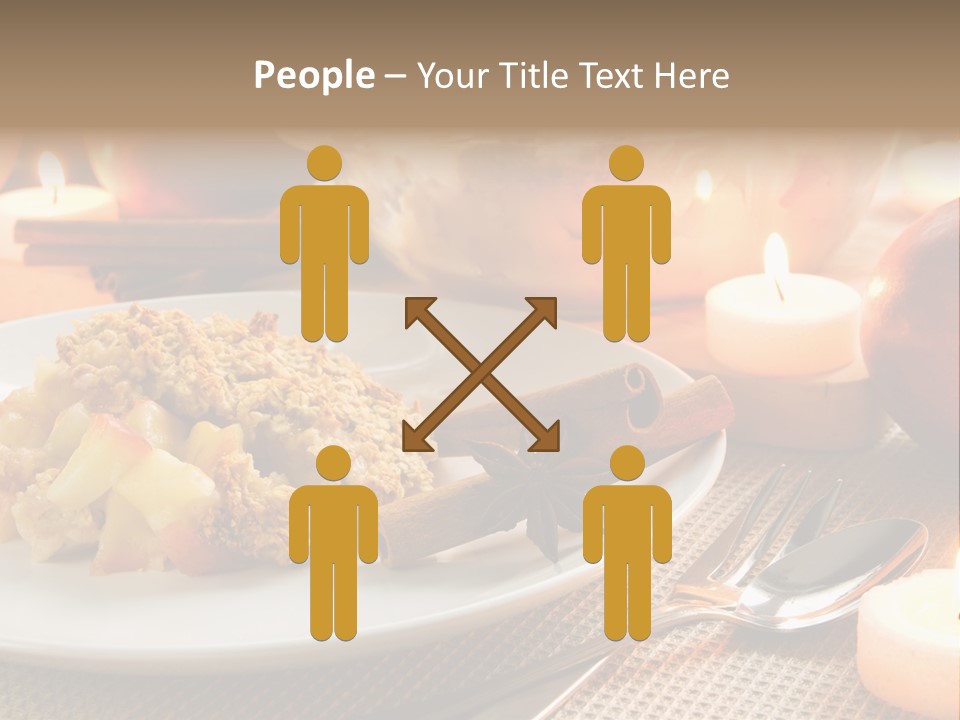 A White Plate Topped With Food Next To A Candle PowerPoint Template