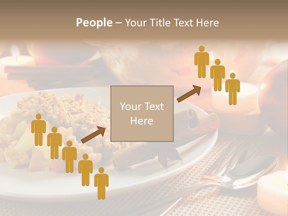 A White Plate Topped With Food Next To A Candle PowerPoint Template