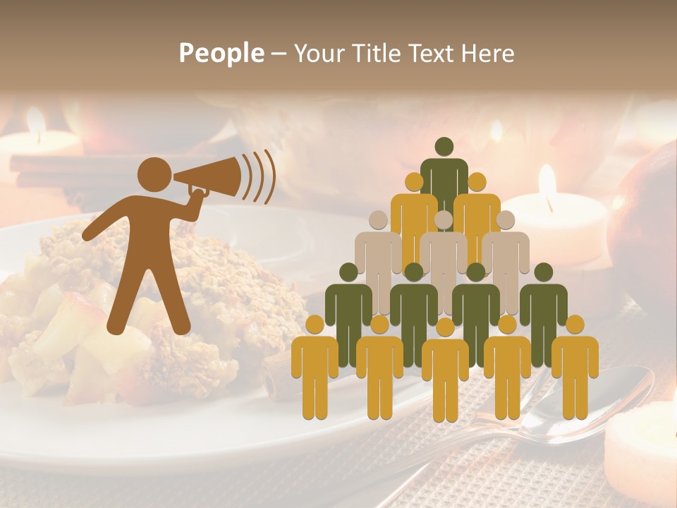 A White Plate Topped With Food Next To A Candle PowerPoint Template