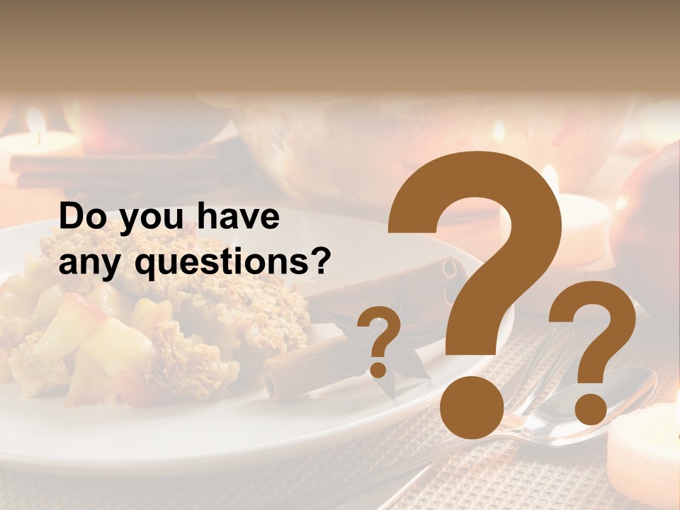 A White Plate Topped With Food Next To A Candle PowerPoint Template