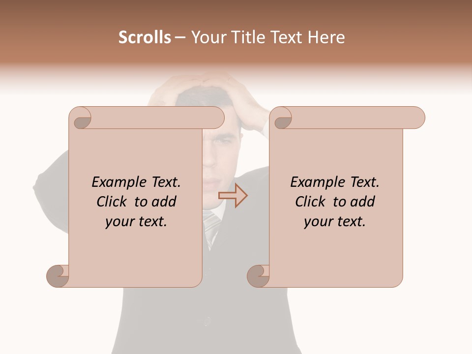 A Man In A Suit Holding His Hands To His Head PowerPoint Template