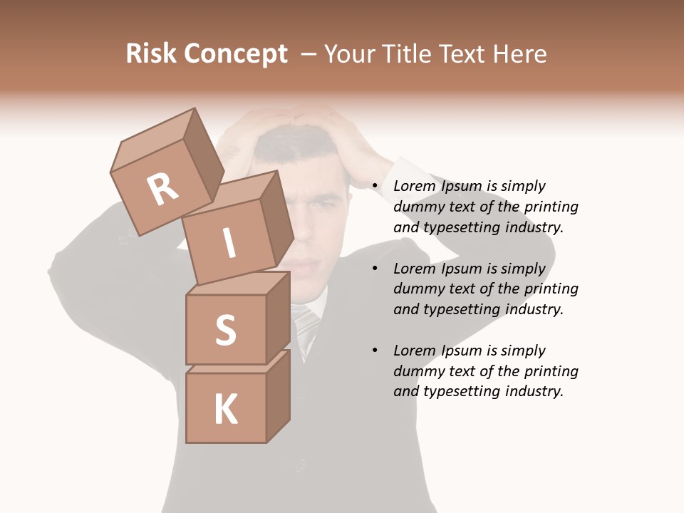 A Man In A Suit Holding His Hands To His Head PowerPoint Template