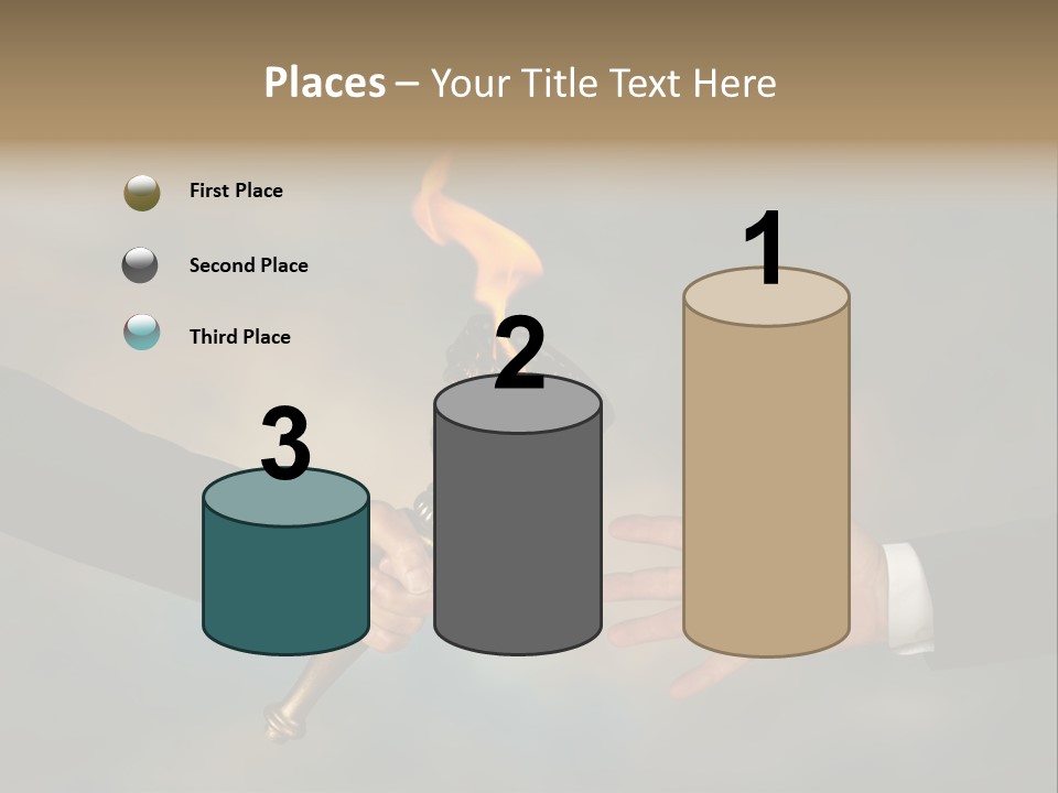 Two Hands Holding A Torch With A Flame Coming Out Of It PowerPoint Template