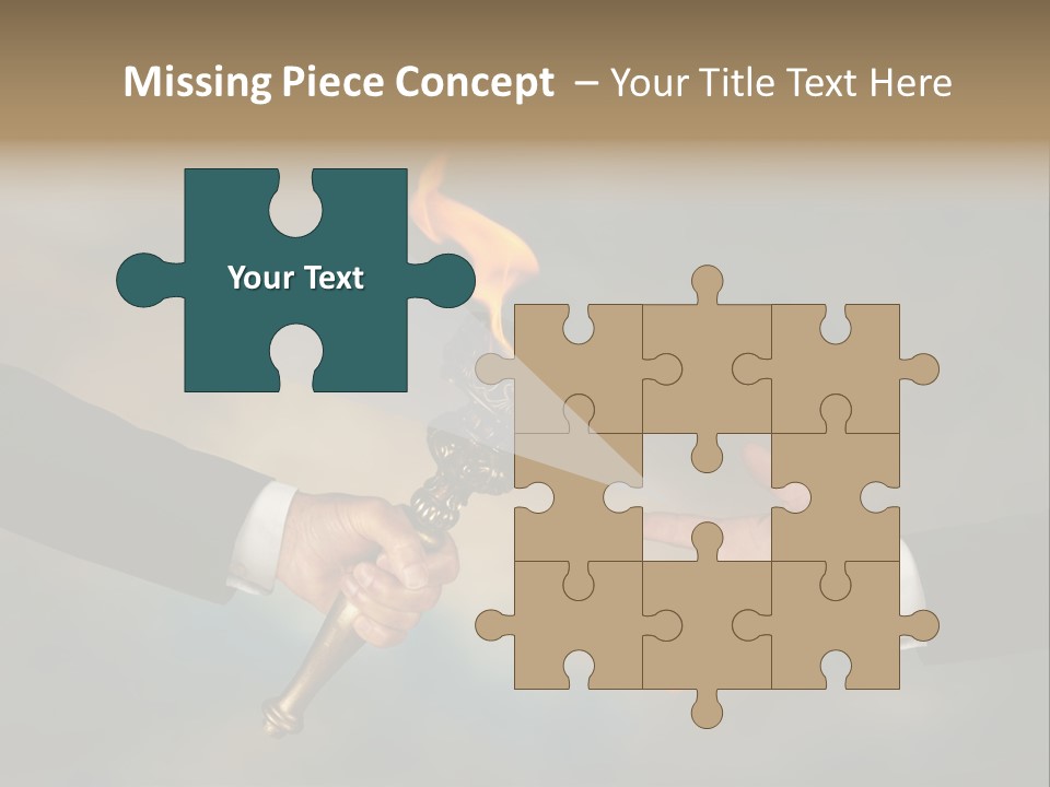 Two Hands Holding A Torch With A Flame Coming Out Of It PowerPoint Template