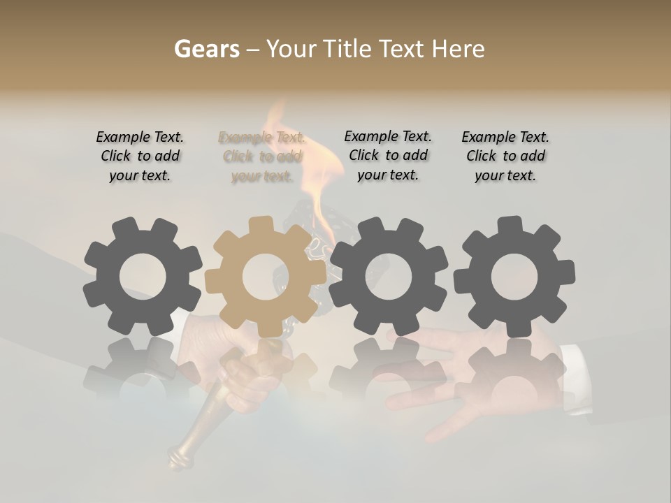 Two Hands Holding A Torch With A Flame Coming Out Of It PowerPoint Template