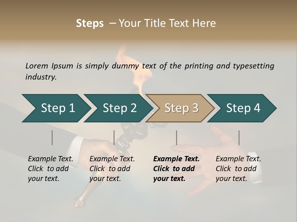 Two Hands Holding A Torch With A Flame Coming Out Of It PowerPoint Template