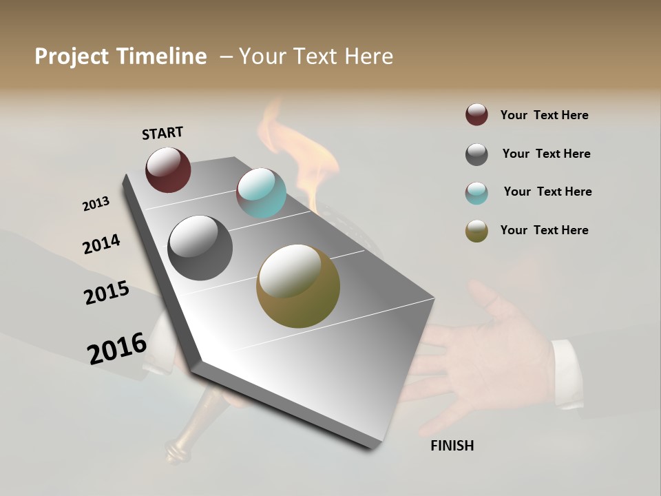 Two Hands Holding A Torch With A Flame Coming Out Of It PowerPoint Template