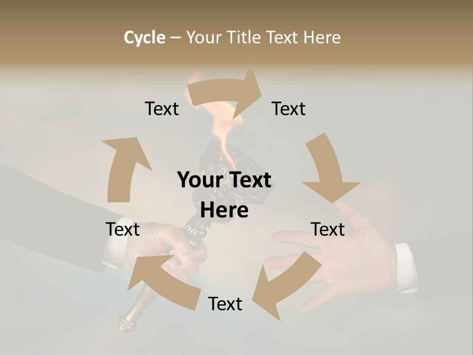 Two Hands Holding A Torch With A Flame Coming Out Of It PowerPoint Template