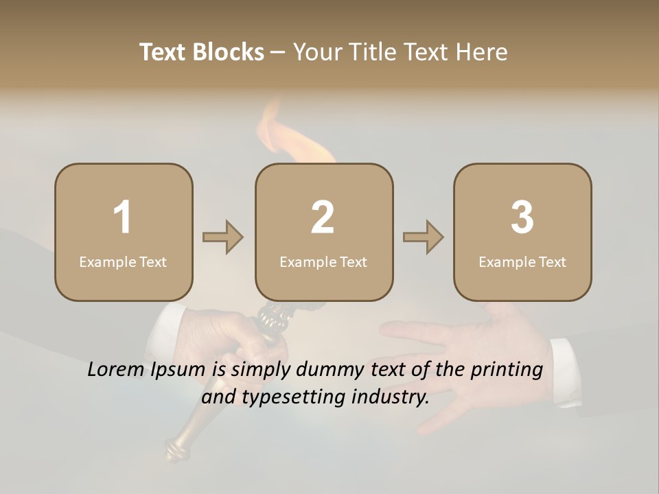 Two Hands Holding A Torch With A Flame Coming Out Of It PowerPoint Template