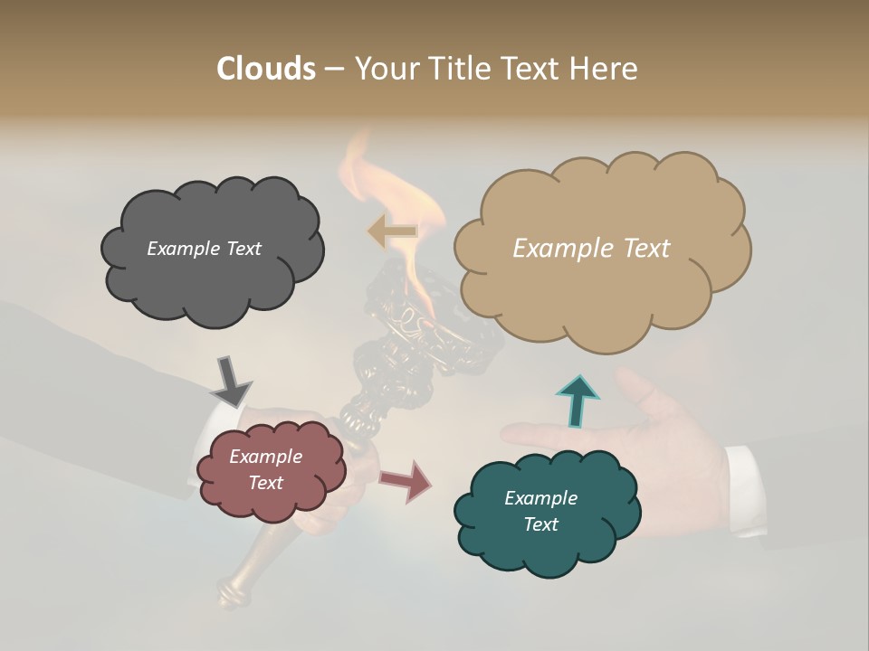Two Hands Holding A Torch With A Flame Coming Out Of It PowerPoint Template