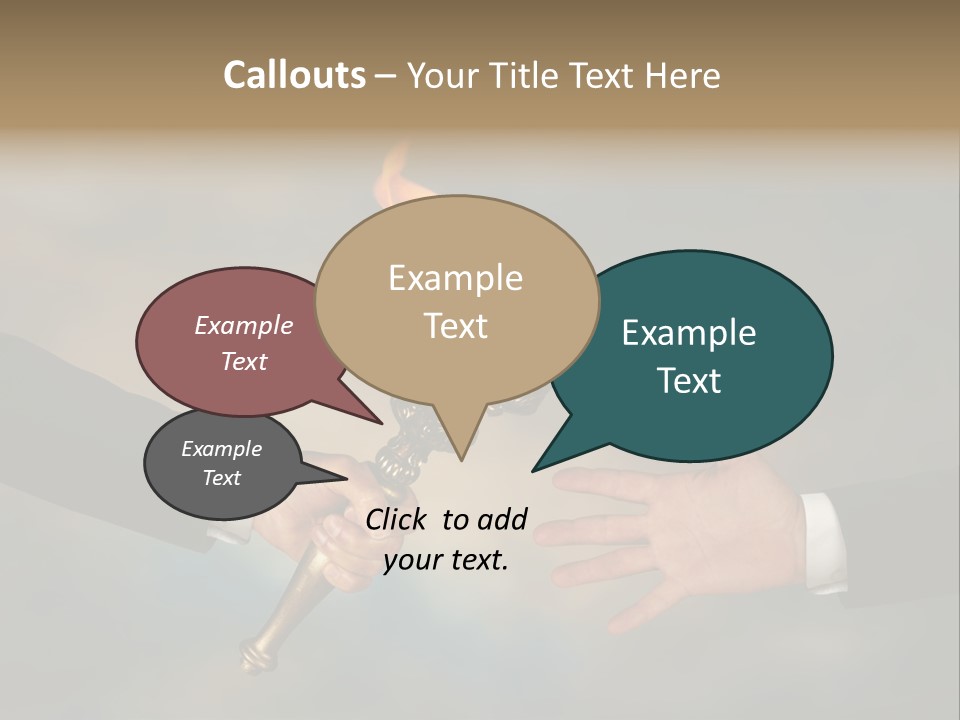 Two Hands Holding A Torch With A Flame Coming Out Of It PowerPoint Template