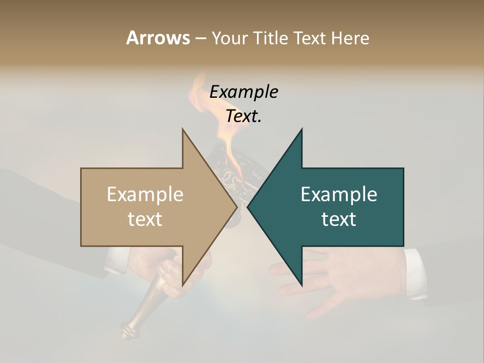 Two Hands Holding A Torch With A Flame Coming Out Of It PowerPoint Template