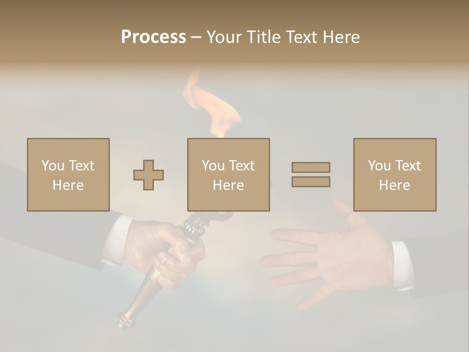 Two Hands Holding A Torch With A Flame Coming Out Of It PowerPoint Template